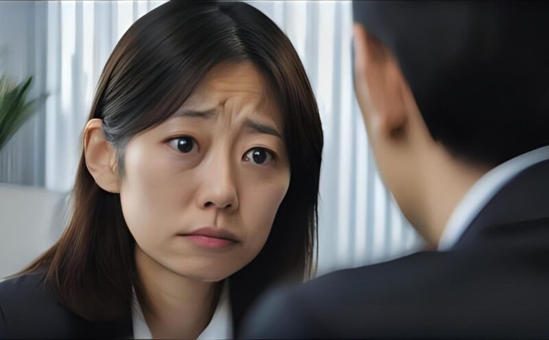 不安そうな表情の女性